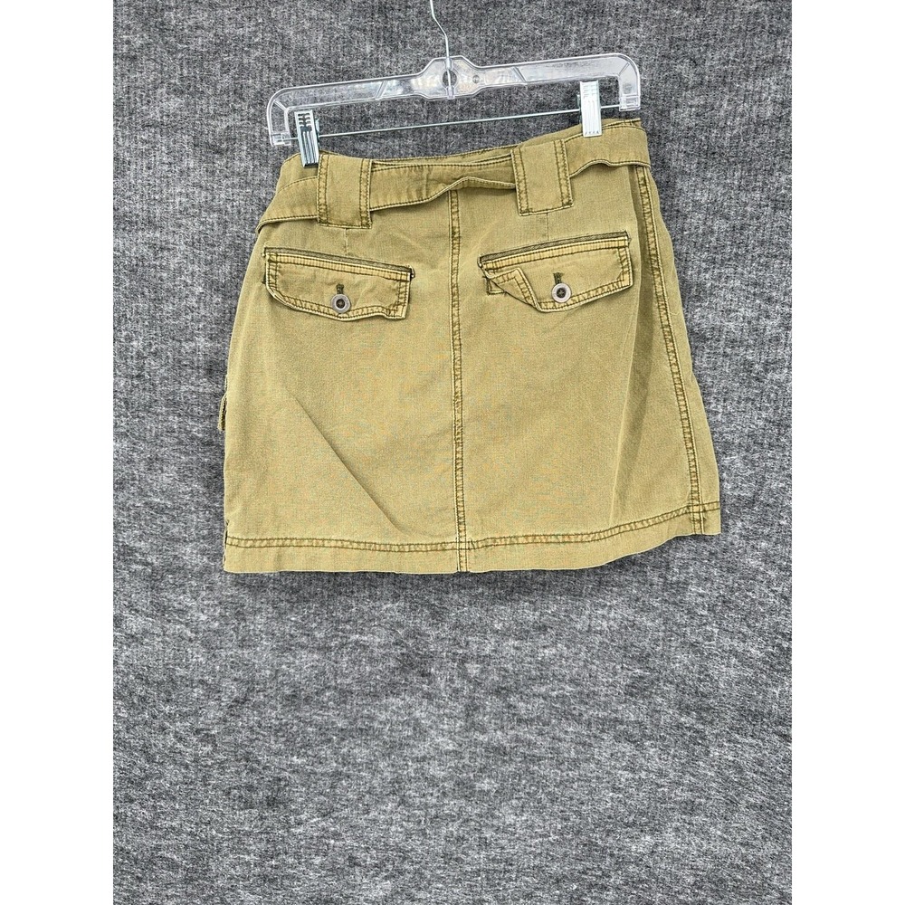 Free People Skirt Womens 6 Green Cargo Utility Mini Pockets Buckle Strap Twill - Picture 8 of 11